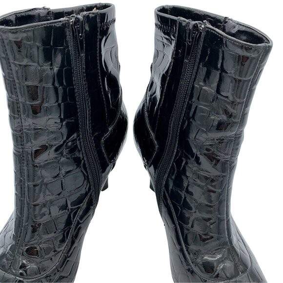 Black Ankle Glam Croco Boots - Picture 8 of 11